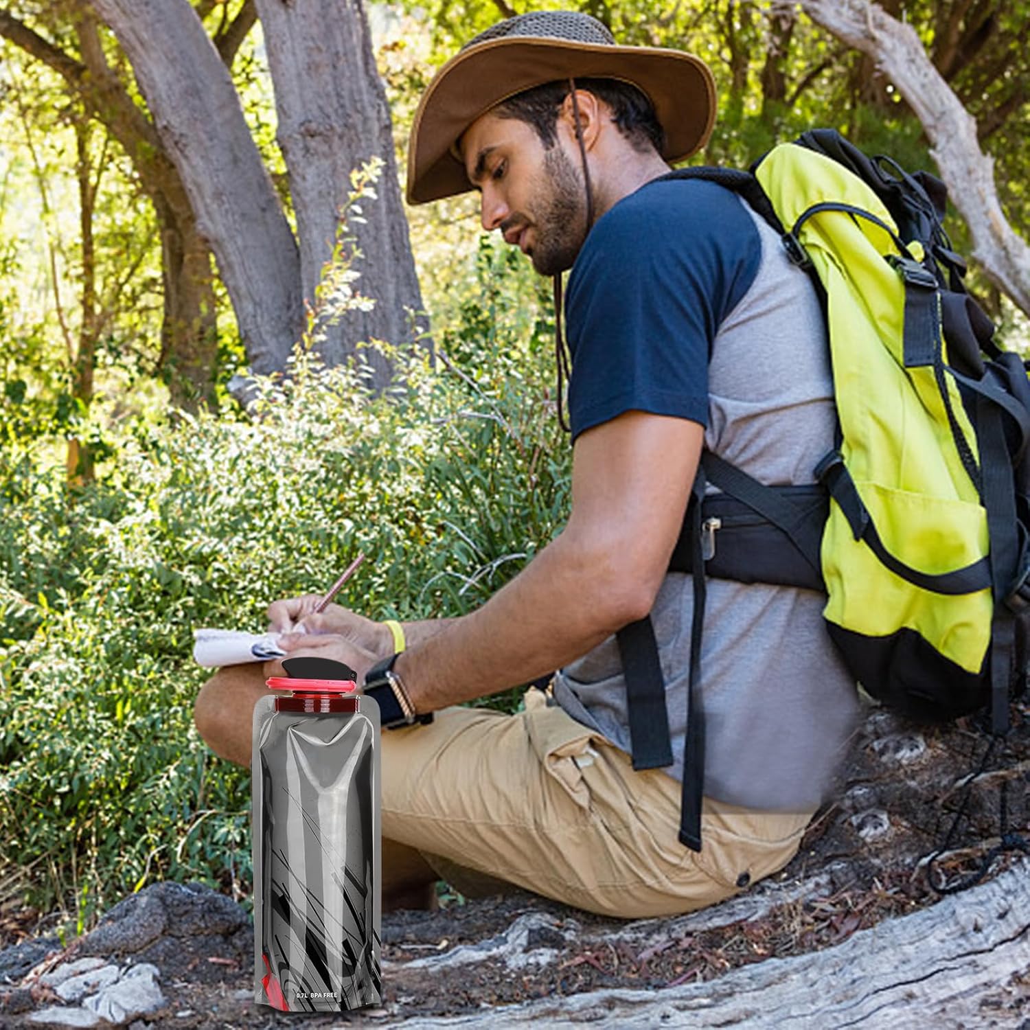 (3 Pack) 700ml Large Foldable Water Bottle Fully Collapsible Stock Bottle, Portable Water Bottle for Running Cycling outdoor (Black, Blue, White - Image 5