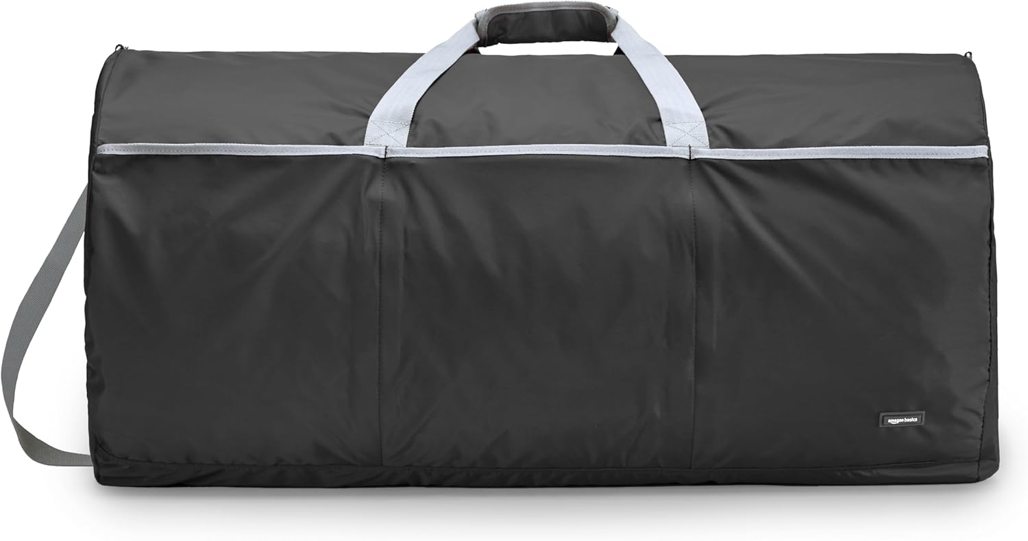 100L Nylon Duffel Bag with Multiple Zippered Pockets, Lightweight yet Durable, 50-Pound Weight Capacity, Black, 32.4 x 16.9 x 16.9 inches