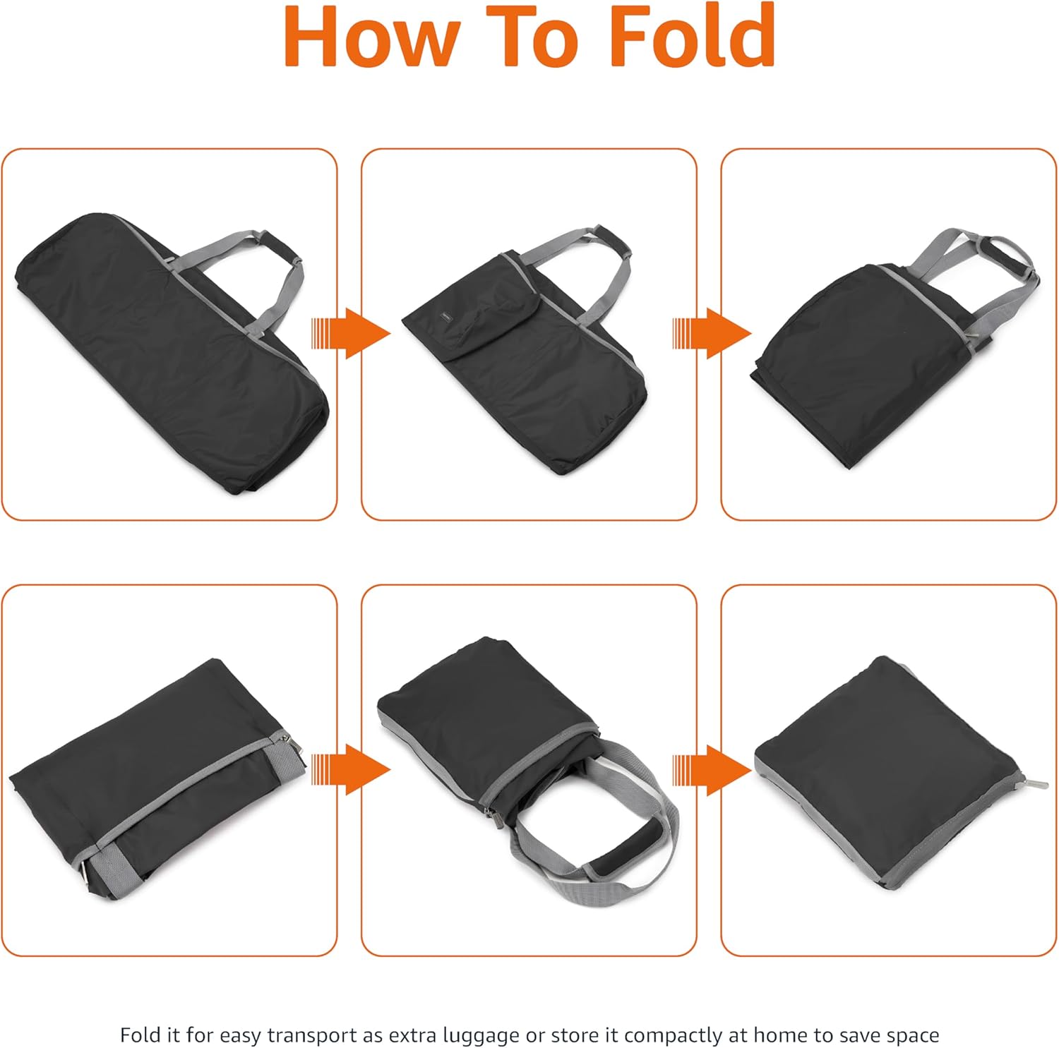 100L Nylon Duffel Bag with Multiple Zippered Pockets, Lightweight yet Durable, 50-Pound Weight Capacity, Black, 32.4 x 16.9 x 16.9 inches - Image 3