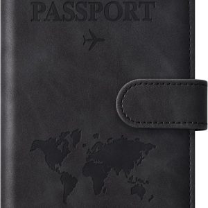 Passport Holder for Travel Essentials, Passport Wallet Cover Case for Travel Must Haves Accessories,Passport Book Holders for Women and Men(black)