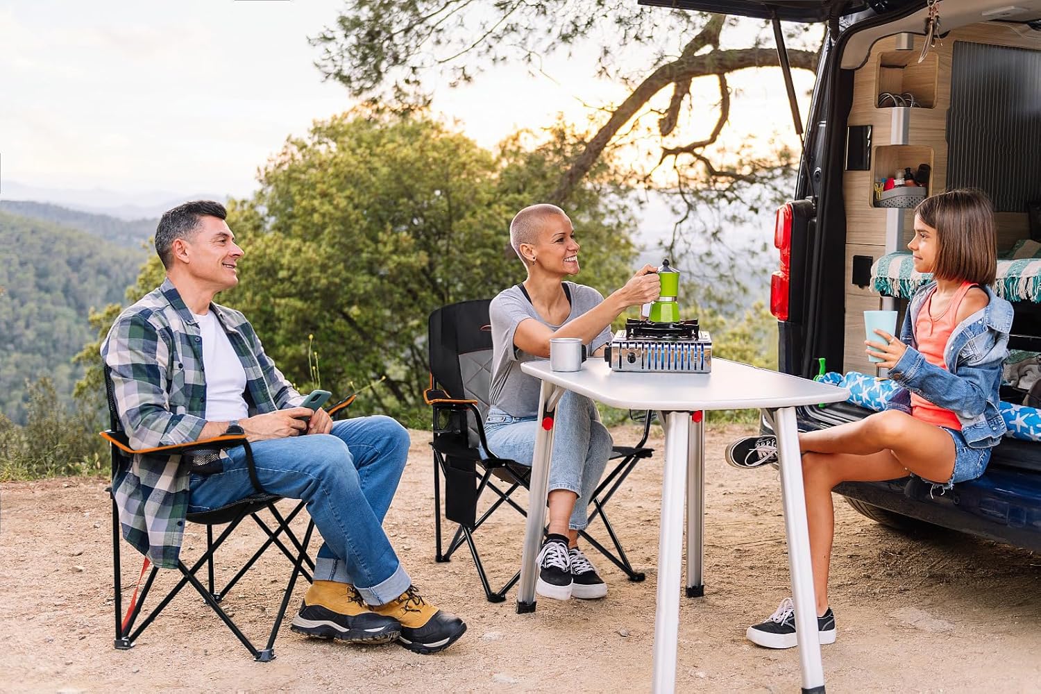 FAIR WIND 2 Pack Oversized Fully Padded Camping Chair Heavy Duty Quad Fold Arm Chair Support 350 LBS with Cup Holder, Collapsible Lumbar Back Chair Portable for Outdoor, Black - Image 2