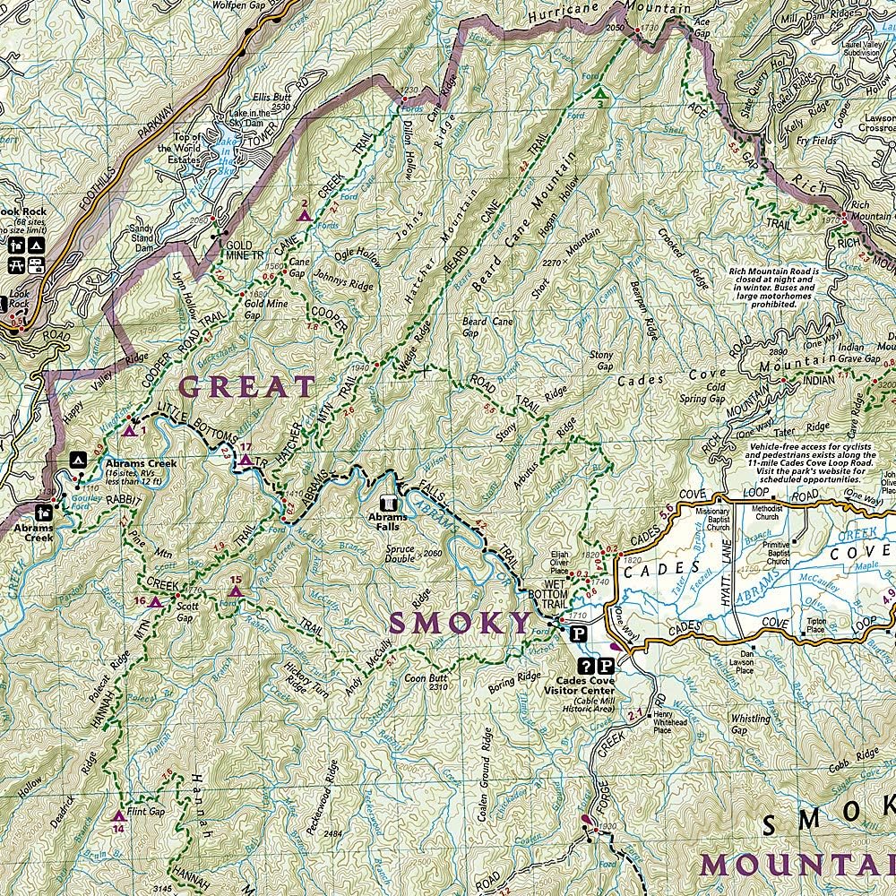 Great Smoky Mountains National Park Map (National Geographic Trails Illustrated Map, 229) - Image 3