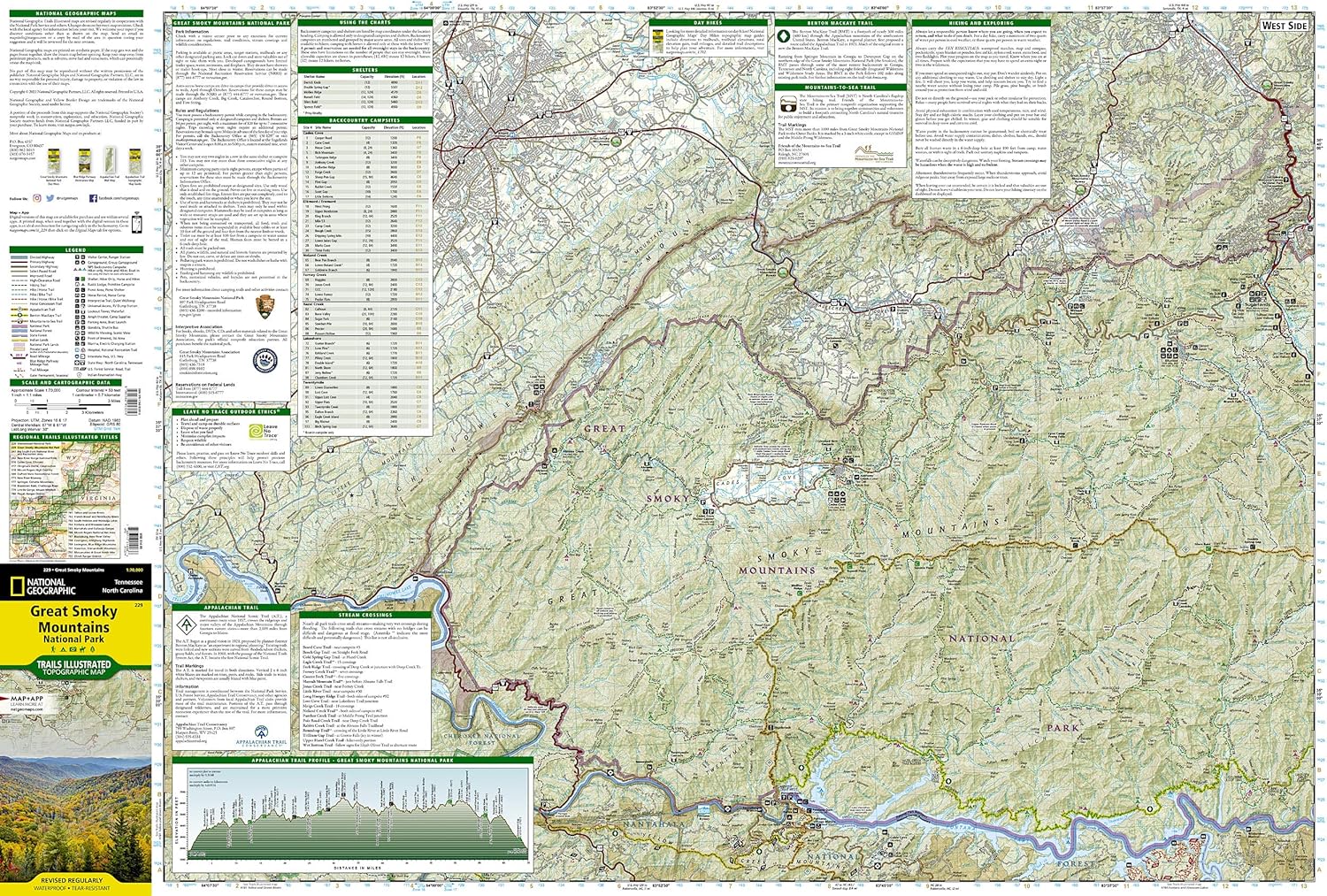 Great Smoky Mountains National Park Map (National Geographic Trails Illustrated Map, 229) - Image 4