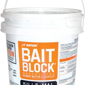 JT Eaton 709-PN Bait Block Anticoagulant Rodenticide, Peanut Butter Flavor, for Mice and Rats (9 lb Pail of 144)