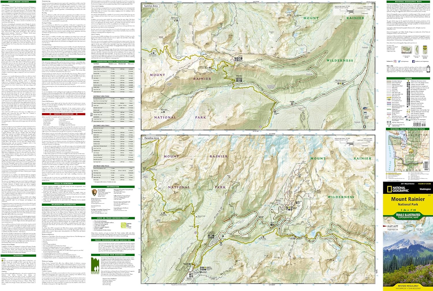 Mount Rainier National Park Map (National Geographic Trails Illustrated Map, 217) - Image 4