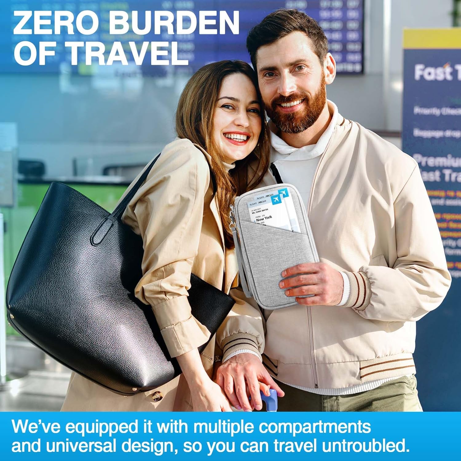 Passport Holder Family, Women Rfid Blocking Passport Wallet, Travel Essentials Premium Wallets, Waterproof Passport Holders Bag for Men Traveling, Travel Document Organizer Credit Cards Case - Image 7