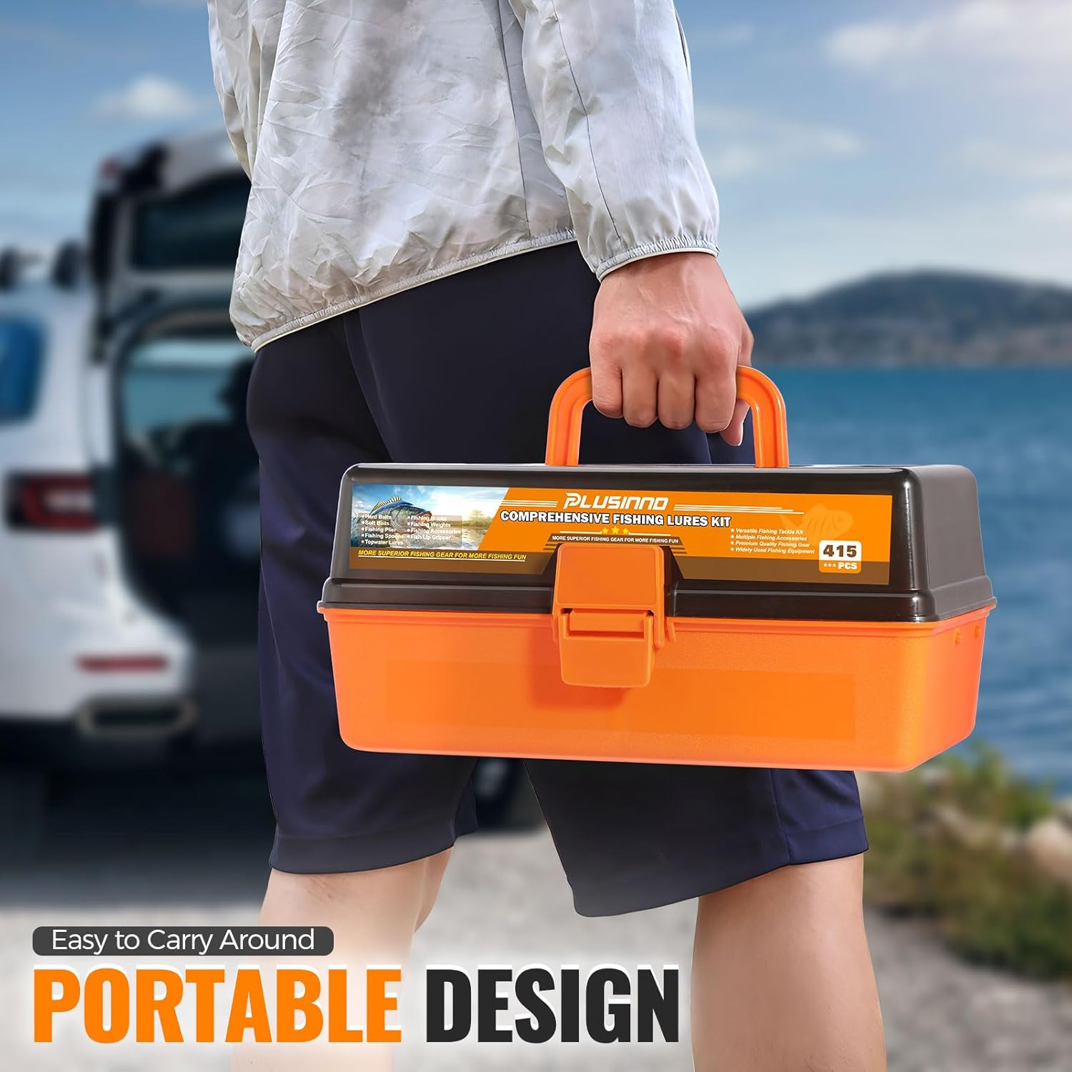 PLUSINNO Large 3 Layers Tackle Box with Tackle Included, 415Pcs Fishing Lures Kit Contains Pliers, Crankbait, Hooks, Weights & Accessories, Comprehensive Bait Lure Gear Gifts for Men Bass Freshwater - Image 7