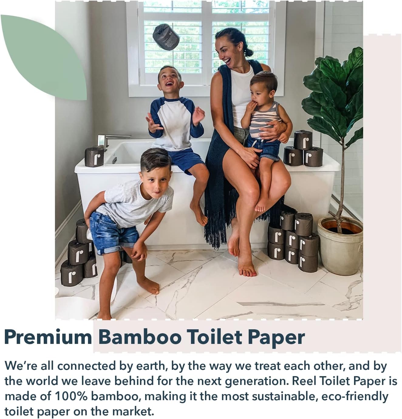 Reel Premium Toilet Paper - 24 Rolls of Toilet Paper - 3-Ply Made From Tree-Free - Zero Plastic Packaging, Septic Safe - Image 2