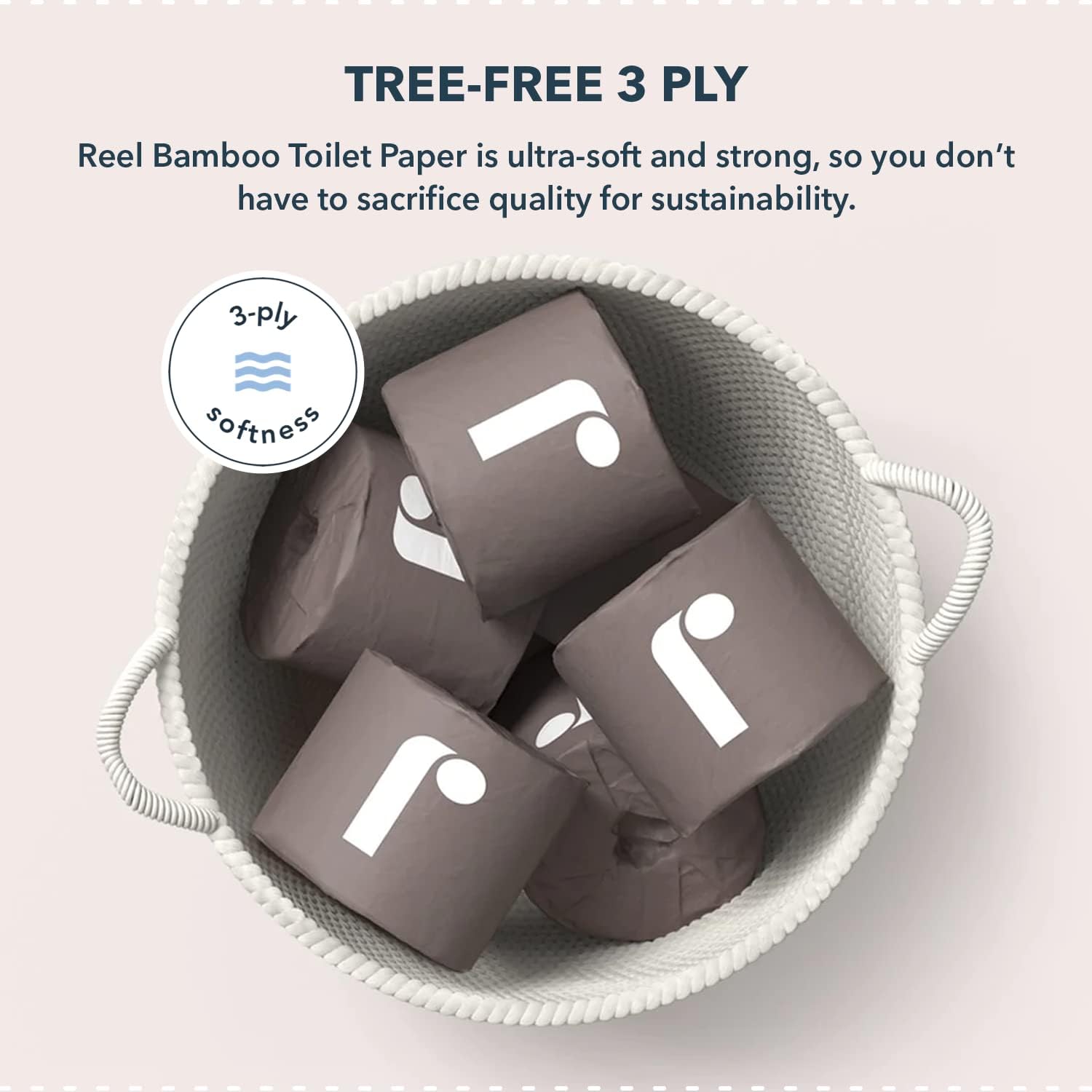 Reel Premium Toilet Paper - 24 Rolls of Toilet Paper - 3-Ply Made From Tree-Free - Zero Plastic Packaging, Septic Safe - Image 3