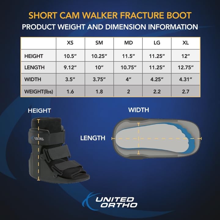 United Ortho USA14013 Short Cam Walker Fracture Boot, Small, Black - Image 5