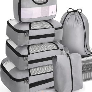 Veken 6 Set of Various Size Packing Cubes for Travel, Suitcase Organizer Bags Set with Shoe Bag, Luggage Organizer for Travel Accessories Travel Essentials