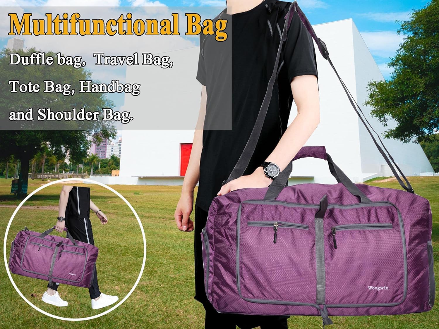 Travel Duffel Bag Large Foldable Waterproof Overnight Bag for Beach Swim Bags Pool Sports Gym - Image 6
